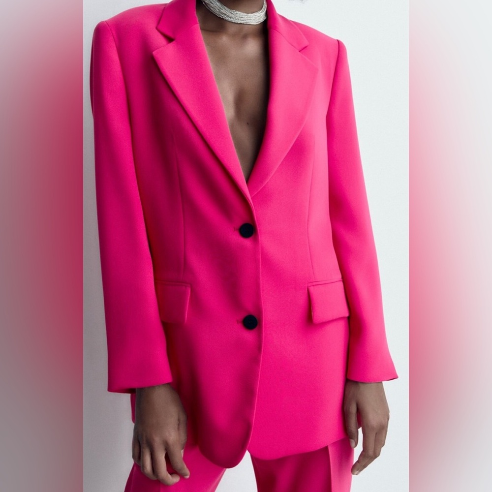 Zara Bloggers Favorite Fuchsia Hot Pink Blazer Size Small
